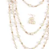 Collane di perle multistrato Catena di maglioni Catena di fili multistrato Perle sintetiche Perline a grappolo Collana girocollo lunga209b