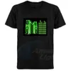 100% Algodão Party Light Up El Ban Pan T-shirt LED Som Activado Pan 210707