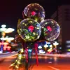 LED Luminous Balloon Rose Bouquet Transparent Bobo Ball Rose Valentines Day Gift Birthday Party Wedding Decoration Balloons EE