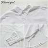 Streamgirl tunique femme chemise blanche surdimensionnée femme ample à manches longues petit ami coréen vêtements femmes bureau Blouse chemise blanc 210225