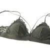 Bretelles Bralette élastique sous-bande soutiens-gorge et culotte ensemble sans doublure sans fil Dentelle sous-vêtements femmes Lingerie armée vert brassière Q0708153252