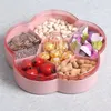 WBBOOMING 6 Divided Flower-shape Plastic Box Fruit Platter Serving Tray Creative Plate Snacks Nuts Dessert Storage Box Container 210309