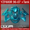 Kit carrosserie pour YAMAHA YZF600R Thundercat YZF 600R cyan brillant 600 R 1996-2007 Carrosserie 86No.176 YZF-600R 96 97 98 99 00 01 YZF600-R 02 03 04 05 06 07 Carénages OEM + couvercle de réservoir