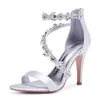 High Heels Rhinestones Wedding Sandals Shoes Women Open Toe Satin Zipper Back Strap Evening Party Summer Ladies Sandals 210308