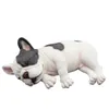 Mignon couché dormir bouledogue français chiot réaliste Figurine Statue enfants cadeau jouets C0220251c