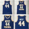 남자 웨스트 버지니아 이스트 은행 고등학교 등산객 Jerry 44 # West Jerseys Blue 자수 농구 유니폼