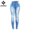2145 youaxon прибыл плюс размер растягивающиеся джинсы женщины бортовые джинсовые джинсовые карандаш брюки брюки для женщин 210809