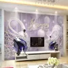 Custom Size Photo 3D LOVE Swan jewelry background Home decorative wallpapers crystal murals Waterproof