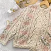 Kobiety dla kobiet koszulki damskie vintage o-deterk kwiat Kobiet Kobiet Kobiet Sweter 2022 jesień zima koronkowa dzianina swetry swetry