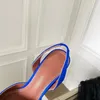 Begum Kryształowa klamra navy bejc Czółenka szpula Sandały na obcasie damskie obcas Luksus Projektanci Sukienka Buty Wieczór Slingback Slingback Fabryczne obuwie