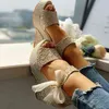 여성 패션 여름 플랫폼 웨지 샌들 발목 스트랩 물고기 입 Espadrilles 샌들 Sandalias Femininas Sandalen Sandales H1126