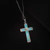 Stainless Steel Luminous Necklace Glowing In The Dark Heart Cross Pendant Punk Necklace Fashion Jewelry Gifts For Men Women G1206