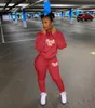 여성 디자이너 의류 2021 귀여운 섹시한 패션 인쇄 편지 두 조각 스포츠 tracksuits 정장 tracksuit