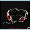 Lien, Bracelets Jewelrylink, Chaîne Beau Bracelet Pour Les Femmes Rouge Cristal Autrichien De Mode Coeur En Gros Drop Delivery 2021 Yhsxk