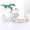 Amoureux strass lettres larges bracelets bracelets manchette épaisse bracelets pour femme bracelets en acier inoxydable main Q0719
