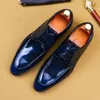 Chaussures de robe pour hommes italiennes Luxe Véritable brevet de la mode Vintage Vintage Rétro Business Business Mariage Chaussures pour hommes A110