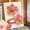 2 pcs/set Cute Children Girls Fabric Flowers Plaid Hair Clips Hair Accessories New Lovely Kids Headwear Hairgrips