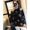 Blusas femininas camisas chinesas bordas de flor preto chinês Mulheres 2022 MANAGEM LONGA VINTAGE FUNFELE Cheongsam Tops Shir de alta qualidade