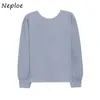 Neple Spring Women Blouse Koreaanse stijl eenvoudige o-neck zoete mode shirts solide kleur all-match casual femme blusas 210308