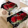 Custom Flower Rose Table Cloth Oxford Print Rectangular Waterproof Oilproof Cover Square Wedding cloth 210626