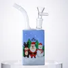 Bongs en verre de style de Noël Bouteille de boisson Narguilés Mini Petite huile Dab Rigs Noël 7 mm d'épaisseur Bong 14 mm Joint femelle avec bol