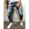 3 Styles Men Ripped Skinny Biker Jeans Destroyed Frayed Print Embroidery Slim Fit Denim Pant Jean X0621