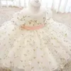 Enfant en bas âge bébé fille robe robes de fleurs baptême fille vêtements dentelle broderie première fête d'anniversaire princesse dentelle Tutu robe G1129