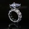 Wedding Rings 2021 Silver Color CZ Square Ring Big Cut Engagement Band For Women Men Party Jewelry