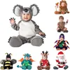 Costume da bambola mascotte 0-3 anni Neonati maschi Cartoni animati Dinosauro Koala Fiori Pagliaccetti Bambini Gioco di ruolo per feste Vestire Vestito Costume di Halloween