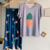 Kvinnor Pine Avokado Frukt Loose Short Sleeve T-shirt Top Byxor Pajama Set 2021 x0526