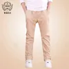 Boys Pants Spring Casual Elastic Waist Solid 100% Cotton For Children 3-18T High Quality 211103