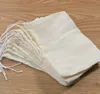 Portable 100pc 8x10cm Cotton Muslin Reusable Drawstring Bags Packing Bath Soap Herbs Filter Tea Bag