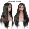 360 Full Lace Frontal Human Hair Wigs Peruvian Straight Hair Natural Färg Pre Plucked Lace Front Paryker med Baby Hair Good Quality Remy Wig