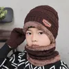 Unisex Kids Knitted Warm Ski Winter Slouchy Outdoor Sports Acrylic Beanie Touch Screen Cap Scarf Hat Glove Sets RRD11419