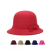Epacket DHL ship Women's autumn and winter warm felt hat fashion elegant strip bow top hat DHLM010 Bell hat Cloches