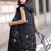 Dames Winter Lange Vesten Mouwloze 5XL Plus Size Black Down Katoen Jassen Vrouw Oversized Warme Jassen Vest voor Dames 211120