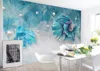 Bakgrundsbilder CJSIR Anpassad PO Wallpaper Mural Wall Sticker Dark Blue Abstract Line Peacock Smycken Bakgrund Papel de Parede