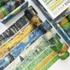 8 st/set guldstämplande Washi-tejp Van Gogh-serien Stjärnklar natt Blommor hantverk Dekorativt självhäftande maskeringsdekal XBJK2112 2016