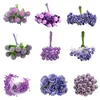 Couronnes de fleurs décoratives violet étamine artificielle baies de cerisier Bouquet de mariage décoration de noël bricolage couronne Scrapbooking artisanat Acce