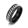 Rostfritt stål växel snurrkedja ring rotera ringband ringar bröllop ringar män kvinnor mode smycken vilja och sandig