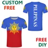 Koszulki męskie Filipiny T-shirt Drukuj Nazwa T Koszulka DIY Filipino Nation Flag Republic Philipinas Po Jersey Para Sport