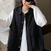 Werueruyu vrouwen temperament revers mouwloze eenvoudige effen kleur vest losse jassen slanke lange vest 210608