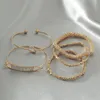 Bangle Retro Style Chain Bracelet conjunto de 5 peças, diamante multi-camada geométrica oco simples conjunto criativo de jóiasqw33