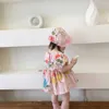 韓国の女の子の花のコッティングレスシスターズ衣装ロンパーと子供たちのためのドレス子供子供のためのファッションカジュアルな服210529