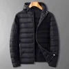 Men's Lightweight Jacket 2021 Outono e Inverno Novo Moda Masculina Casual Com Capuz Thin Down Jacket XL 6XL 7XL 8XL Y1103