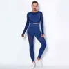 Kobiety Bezszwowe Siłownia Zestawy Wysokiej Talii Mesh Legginsy Koszule Garnitur Z Długim Rękawem Fitness Trening Sporty Bieganie Cienki Sport 211105