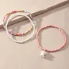 Anklets 3 stcs/set Bohemia Vintage kleurrijke kralen roze champignon enkeldroom enkeldje voor vrouwen Summer Beach schattig meisje geschenk sieraden groothandel Kirk22