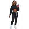 Vrouwen Tweedelige Broek Herfst Roze Trainingspakken Voor Vrouwen Hoodie Sweatshirt Crop Top Joggers Joggingbroek Set Casual Trainingspakken Groothandel