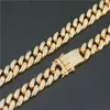 Męskie Biżuteria Hip Hop Kubański Łańcuch Naszyjnik z dużym złotym łańcuchem pełnym diamentów Naszyjniki biżuterii dla kobiet X0509