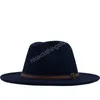 Cappello fedora invernale da donna in lana con nastro in pelle